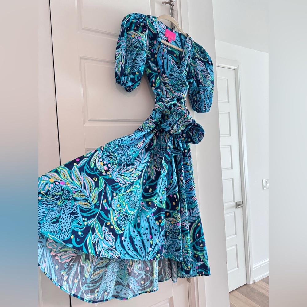 Lilly Pulitzer Blue Multi-Print Midi Dress - Picture 2 of 9